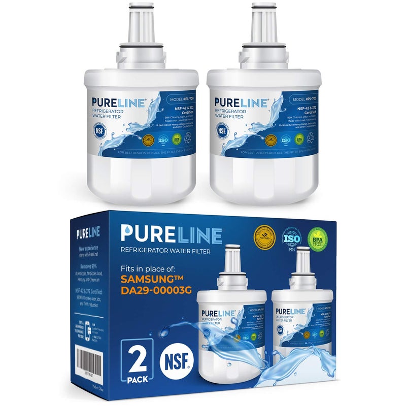 Pureline DA29-00003G Water Filter Replacement for Samsung DA29-00003G, Aqua-Pure Plus, Samsung RSG257AARS, DA29-00003F DA29-00003B, DA29-00003A, HAFCU1, RS22HDHPNSR, RF267AERS, HDX-FMS-1. (2 Pack) - Image 1